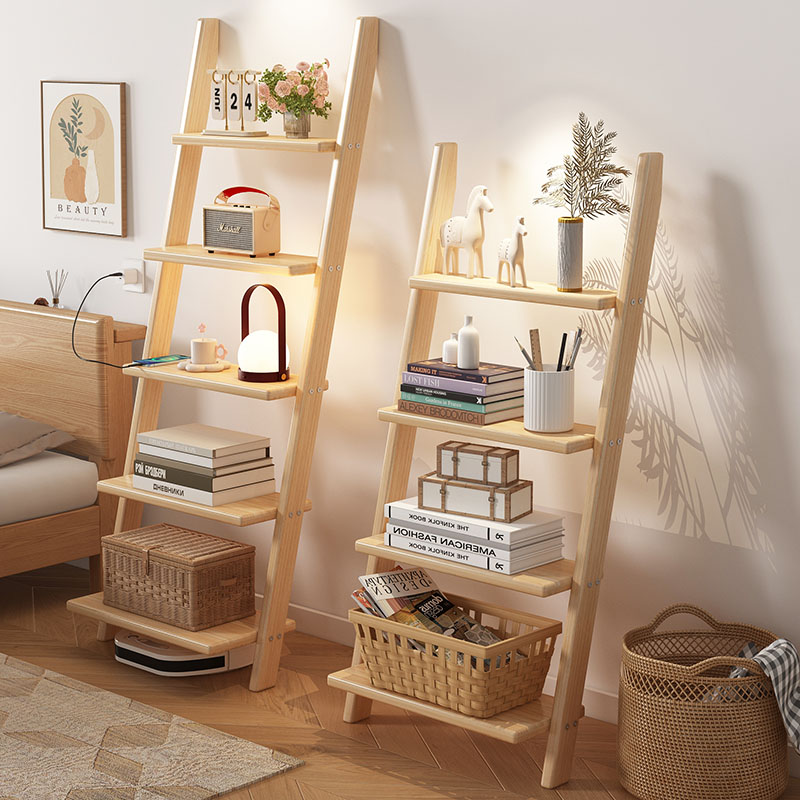 Wall Organizer Pocket - ‌Solid Wood Wall Shelf, Creative Ladder