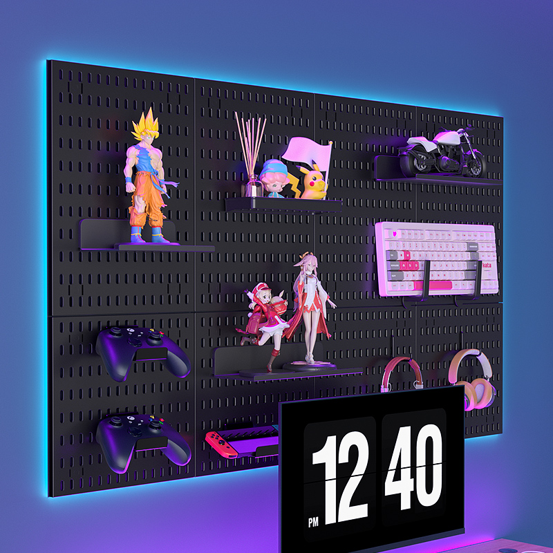 Wall Organizer Pocket - Wall-mounted Pegboard, Drill-free Storage Organizer For